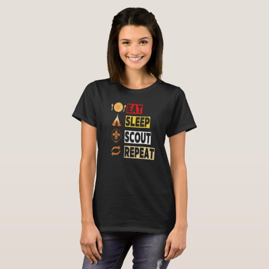 T-shirt Mangez Sleep Scout Répéter Scoutisme Unique Pour L (Devant entier)