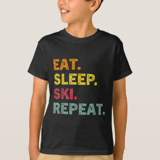 T-shirt Mangez Sleep Ski Répéter Ski Hiver Vacances Ski Re