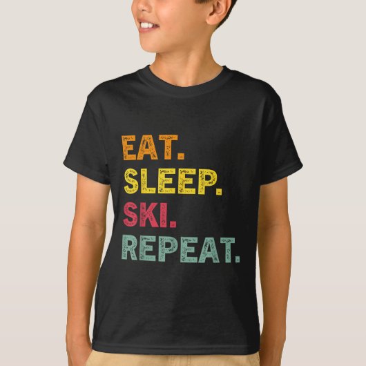 T-shirt Mangez Sleep Ski Répéter Ski Hiver Vacances Ski Re (Devant)