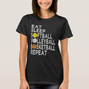 T-shirt Mangez Sleep Softball Volleyball Basketball Garçon