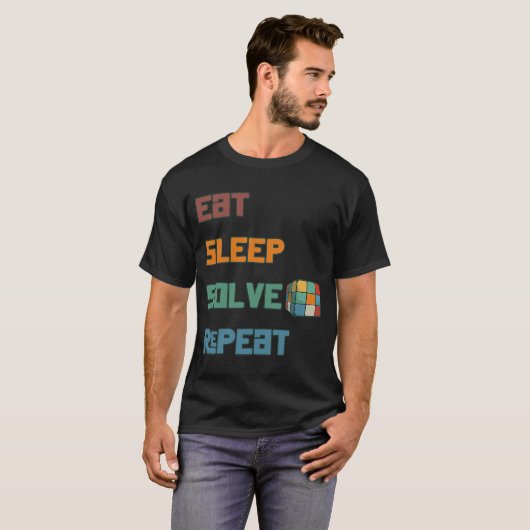 T-shirt Mangez Sleep Solve Répétez Résolvez Résolvez Cube  (Devant entier)