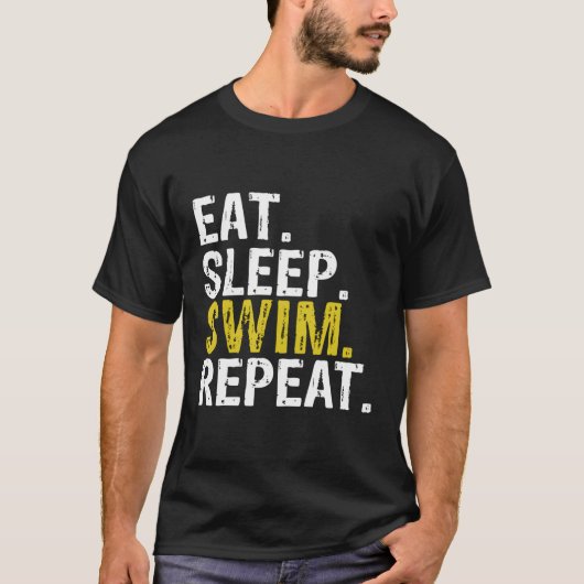 T-shirt Mangez Sleep Swim Répéter (Devant)