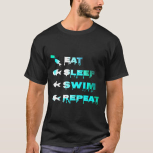 T-shirt Mangez Sleep Swim Répéter Aquarium Fish Tank