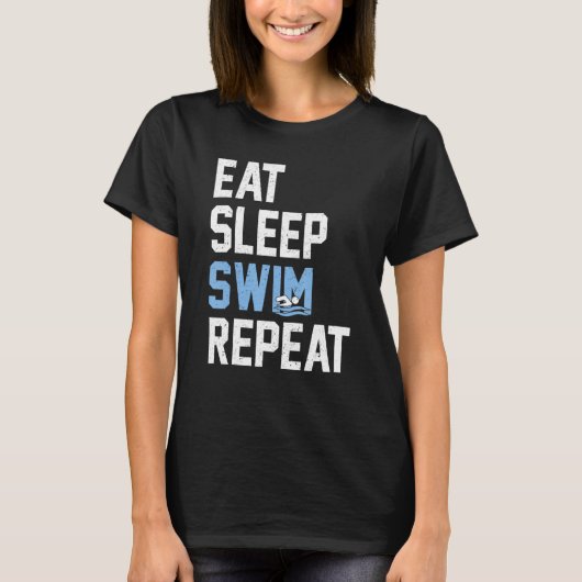 T-shirt Mangez Sleep Swim Répéter Swimmer (Devant)