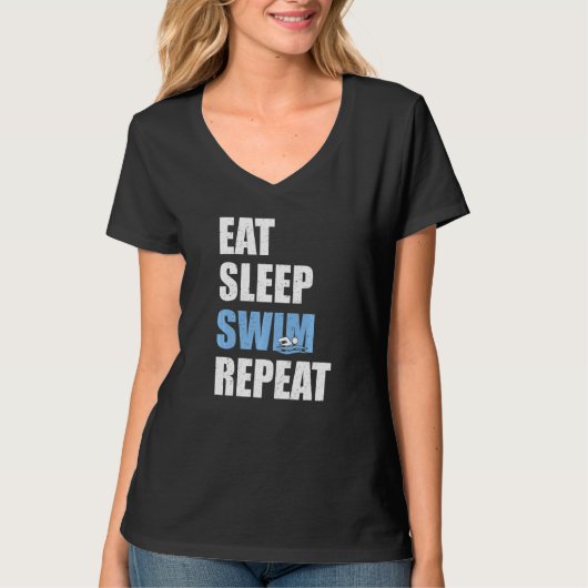 T-shirt Mangez Sleep Swim Répéter Swimmer (Devant)