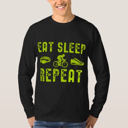 T-shirt Mangez Sleep Swim Vélo Run Répéter (Devant)