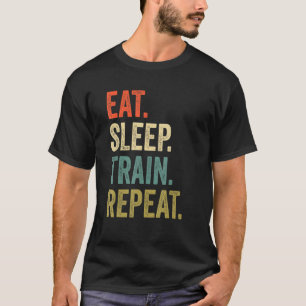 T-shirt Mangez Sleep Train Répéter Retro Sports Sports Vin