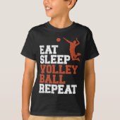 T-shirt Mangez Sleep Volleyball Répéter Volleyball Boy Cad (Devant)