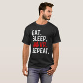 T-shirt Mangez Sleep Vr Répéter Jeu Réalité Virtuelle Rétr (Devant entier)