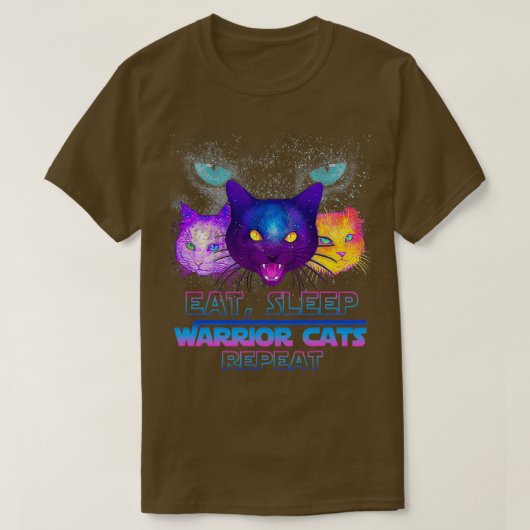 T-shirt Mangez Sleep Warriors Chats Répéter Funny (Design devant)