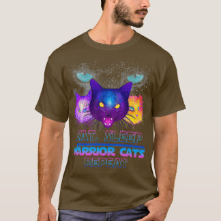 T-shirt Mangez Sleep Warriors Chats Répéter Funny