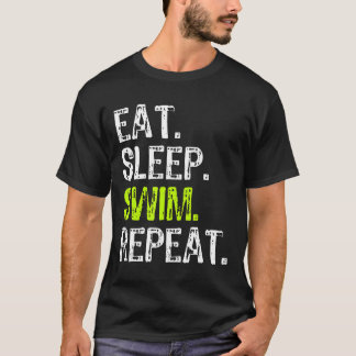 T-shirt Mangez Sommeil nage Répéter nage nage nageur drôle