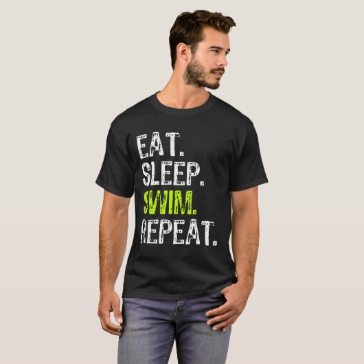 T-shirt Mangez Sommeil nage Répéter nage nage nageur drôle (Devant entier)
