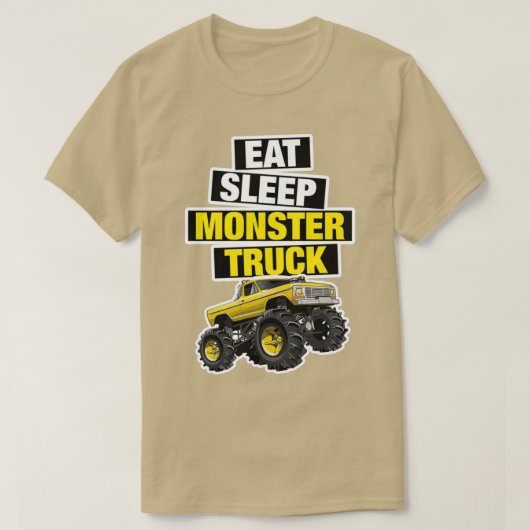 T-shirt Mangez un camion monstre de sommeil pour garçons e (Design devant)