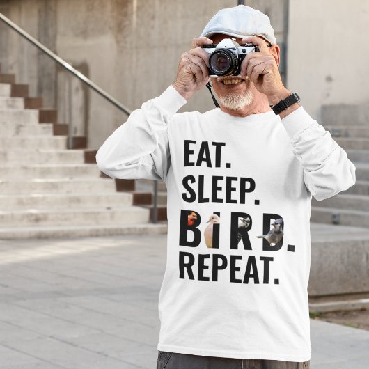 T-shirt Mangez un oiseau endormi Répétez le manches longue