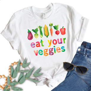 T-shirt Mangez Vos Légumes Aquarelle Couleurs Arc-en-ciel