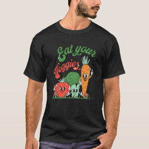 T-shirt Mangez vos Légumes Carottes Tomates Brocoli Vintag