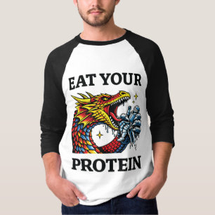 T-shirt Mangez vos protéines – Chevalier épique mangeant u