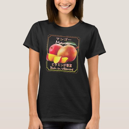 T-shirt Mango Vegan Fruits Et Légumes Sains (Devant)