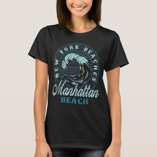T-shirt Manhattan Beach Circle d'onde rétro (Devant)