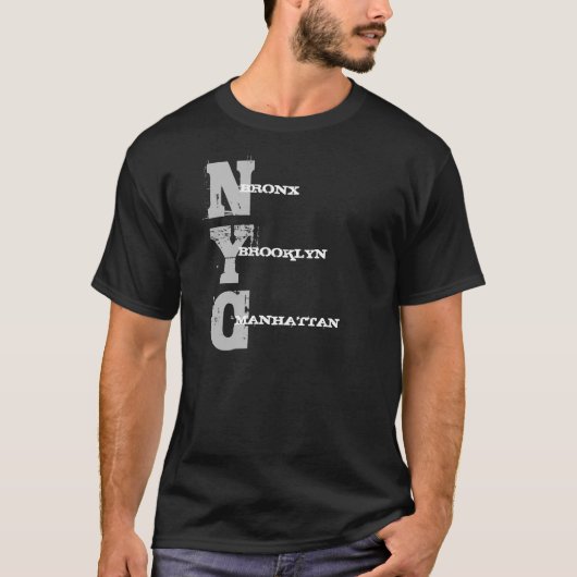 T-shirt Manhattan Bronx Brooklyn Nyc Texte Modèle noir (Devant)