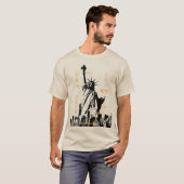 T-shirt Manhattan Nyc Liberty Statue Mens Sable Moderne (Devant entier)