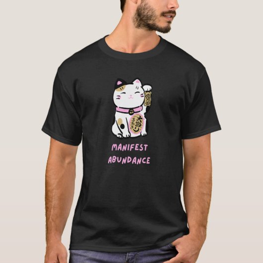 T-shirt Manifest Abundance Lucky Cat Manifestation Pink (Devant)