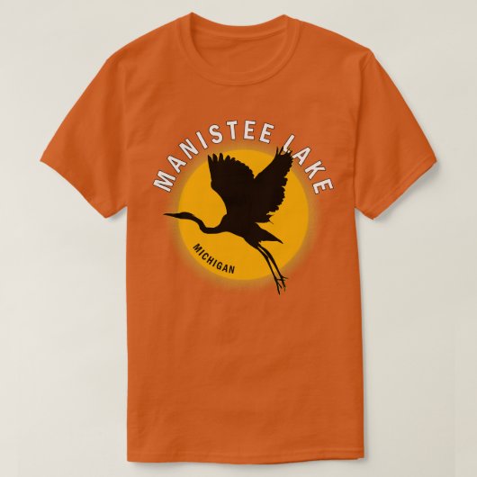 T-shirt Manistee Lake dans le Michigan Heron Sunrise (Design devant)