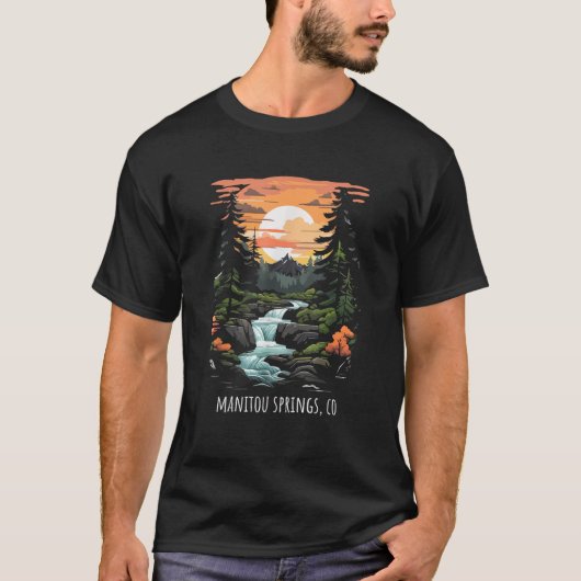 T-shirt Manitou Springs CO USA Pittoresque Mountain Sunset (Devant)
