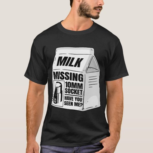 T-shirt Manquant 10mm Socket Lait Carton Funny Car Mécaniq (Devant)