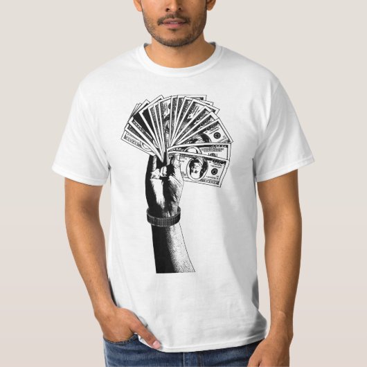 T-shirt Mans main Holding 100 dollars Bills argent argent  (Devant)