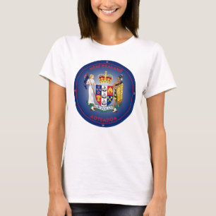 T-shirt Manteau d'armoiries de Nouvelle-Zélande forme circ