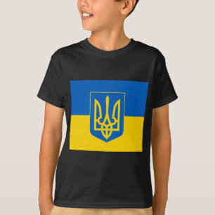 T-shirt Manteau de l'UKRAINE des bras et du drapeau