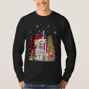 T-shirt Manteau maltais Santa Chapeau clair Buffalo Plaid 