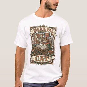 T-shirt Manuscrit médiéval de chat médiéval vintage