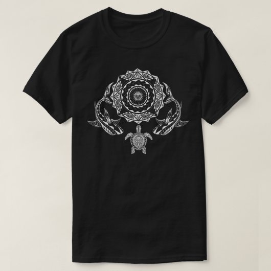 T-shirt Maori Tattoo Polynésienne Tribal Whale Turtle (Design devant)