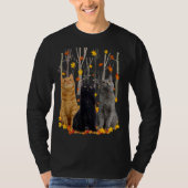T-shirt Maple Cat Leaf Automne Bonjour Automne Funny Kitty (Devant)
