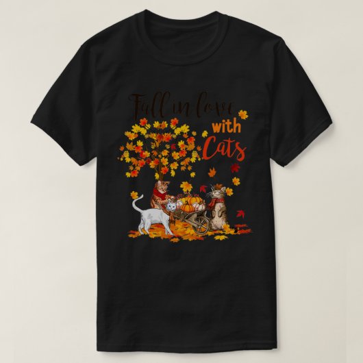 T-shirt Maple Cat Leaf Automne Bonjour Automne Vélo Cadeau (Design devant)