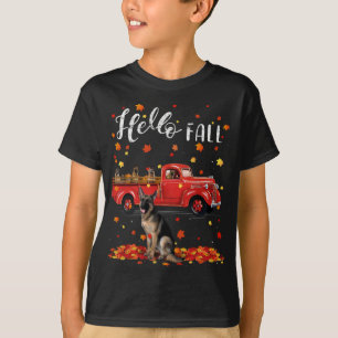 T-shirt Maple German Shepherd Leaf Automne Automne Rouge T