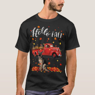 T-shirt Maple German Shepherd Leaf Automne Automne Rouge T