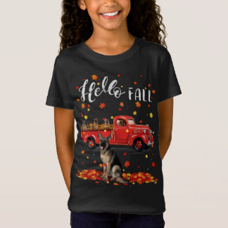 T-Shirt Maple German Shepherd Leaf Automne Automne Rouge T
