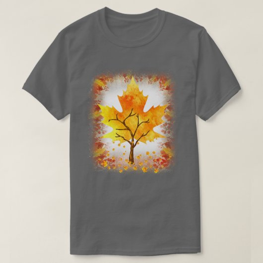 T-shirt Maple Leaf Arbre d'automne Orange Fall Leaves (Design devant)