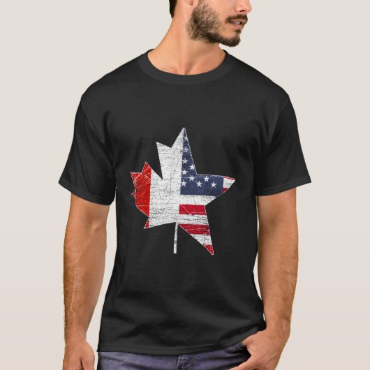 T-shirt Maple Leaf États-Unis drapeau américain Canada (Devant)