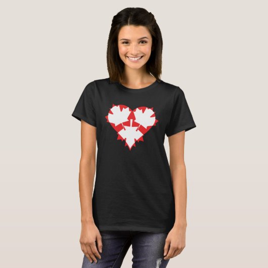 T-shirt Maple Leaf Heart Love Canada (Devant entier)