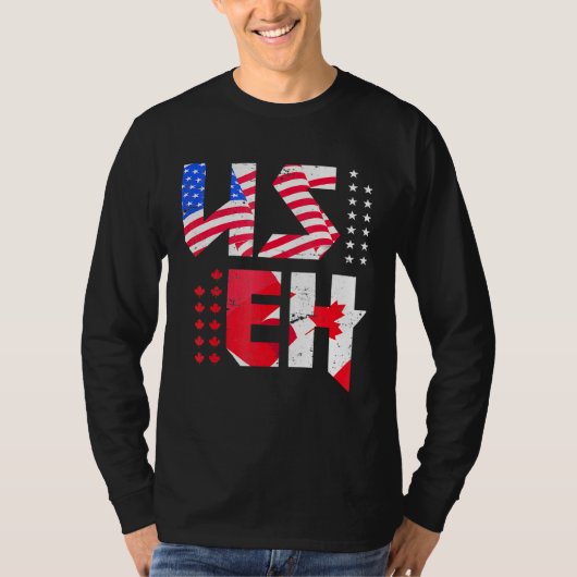 T-shirt Maple Leaf Us Drapeau Canadian American Pride Useh (Devant)