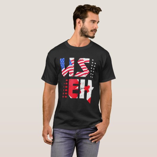 T-shirt Maple Leaf Us Drapeau Canadian American Pride Useh (Devant entier)