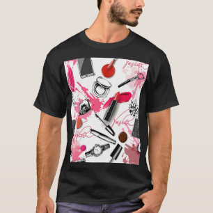 T-shirt Maquillage à main, motif graphique vintage.