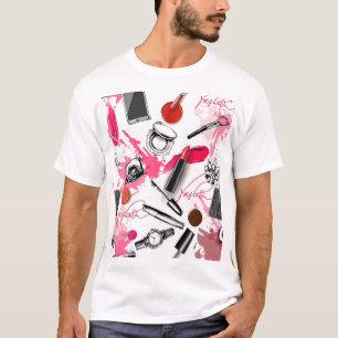 T-shirt Maquillage à main, motif graphique vintage.