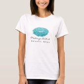 T-shirt Maquillage Artiste White Kiss Lips Turquoise Ocean (Devant)