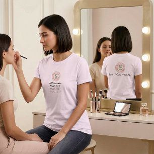 T-shirt Maquillage de Logo de Script Rose Blush Staff
